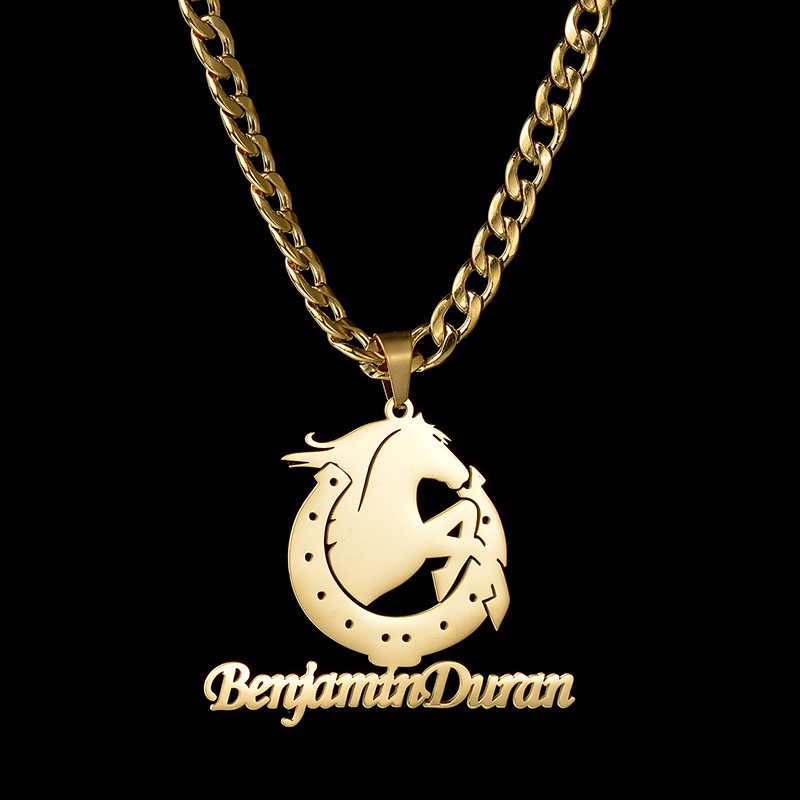 DIY Custom Letters Name Pendant Stainless Steel Men Women Couple Choker Necklace
