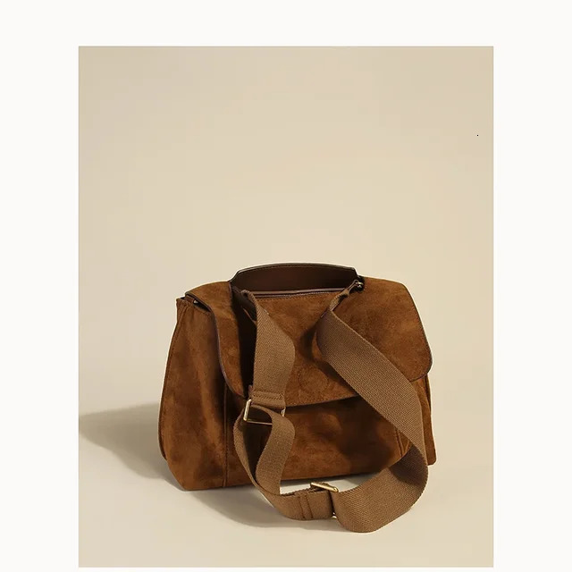 Nubuck PU Leather Flap Shoulder Bags For Vintage Wide Strap Crossbody Large Capacity Women Designer Handbags Tote Bag Check