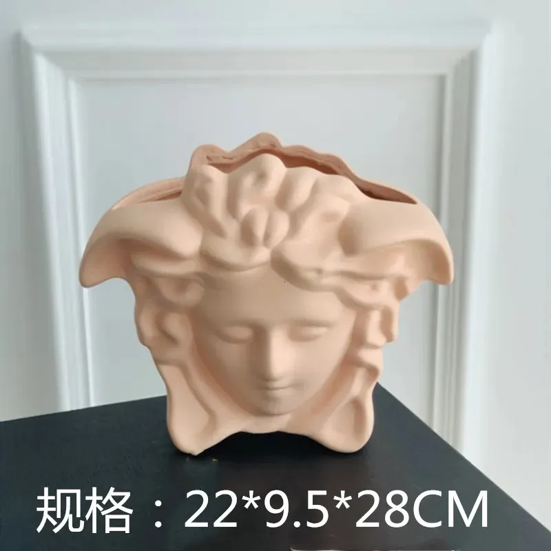 Nordic Human Face Resin Vase Medusa Flower Arrangement Gorgon Dried Office Home Interior Decor