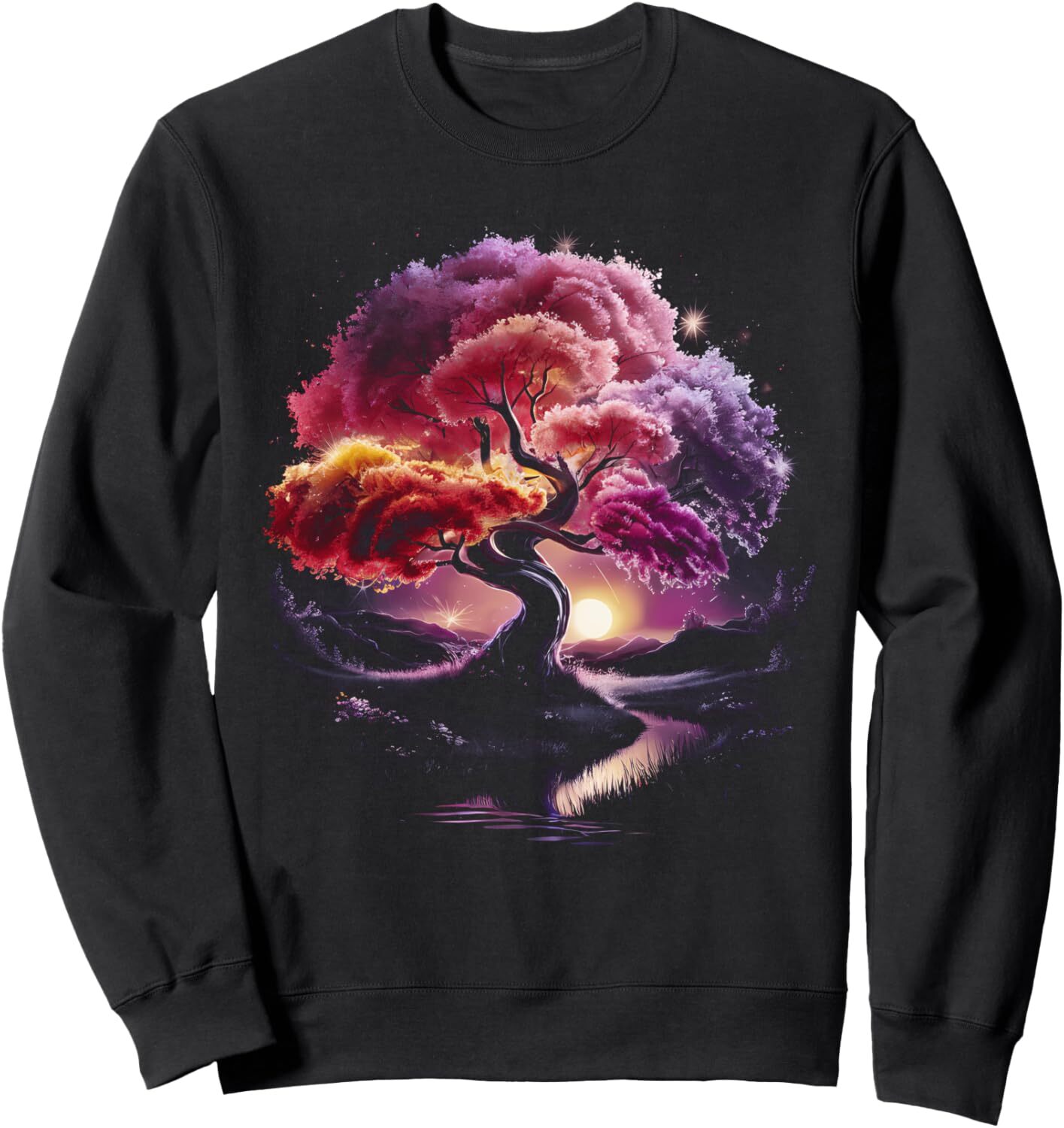 Long Sleeve Shirts for Men sweatshirt Fantasy Tree Landscape Nature Lover Art Design Graphic Tees Sweatshirt T shirt Tee Streetwear Casual tops clothe