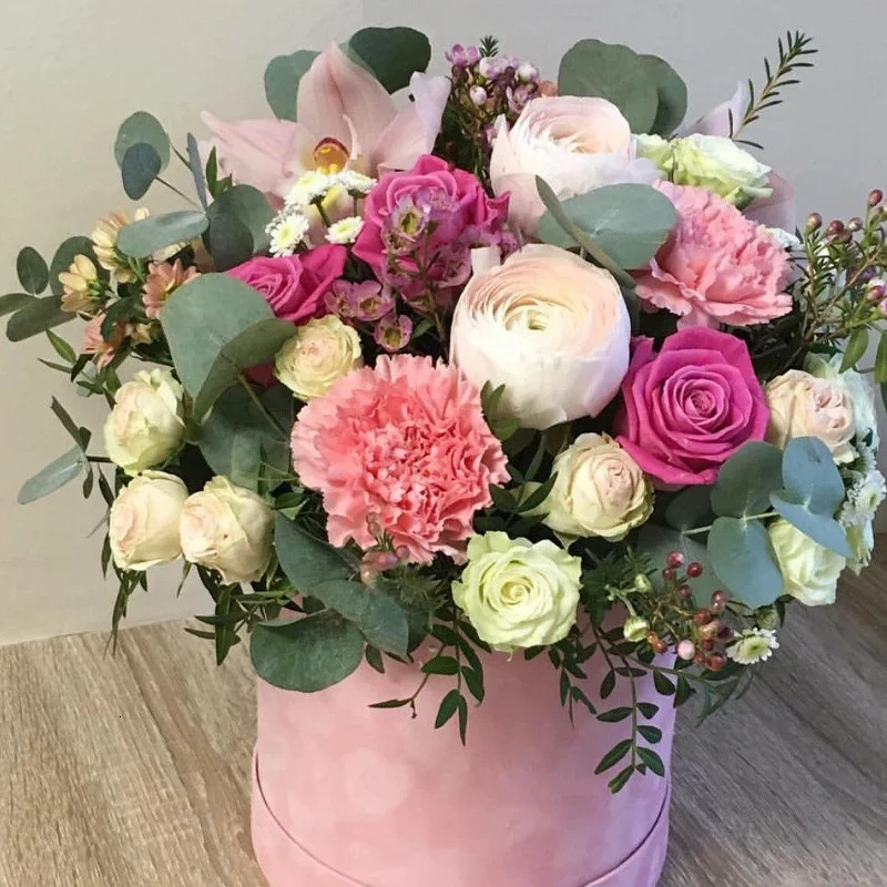 3 pieces/set of circular velvet gift box flower holder bucket gift packaging box Bouquet packaging box party supplies 241115