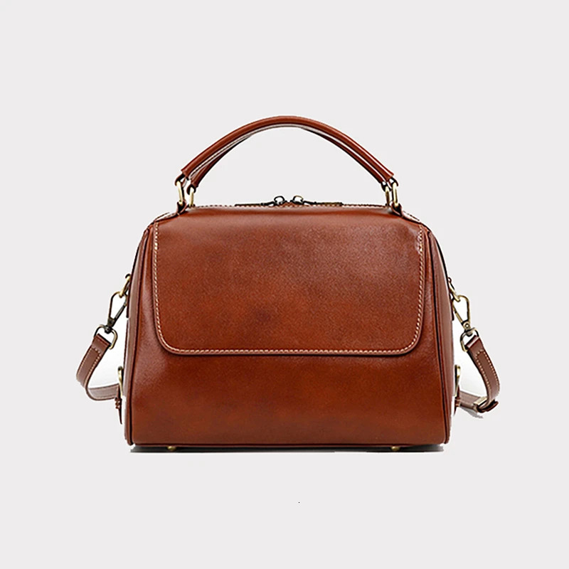 Hifashion Cowhide Real Genuine Leather Boston Tote Handbags For Women Trend ner Pillow Ladies Shoulder Crossbody Bags 241111