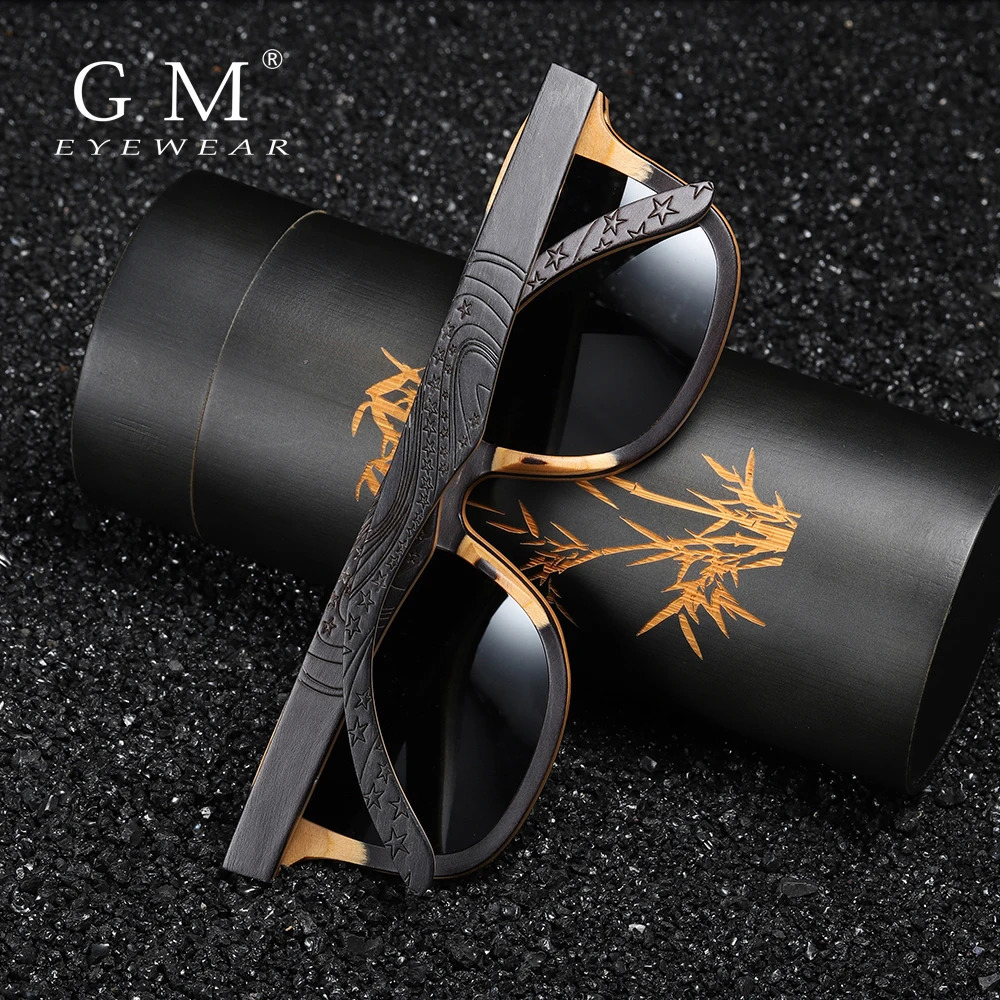 GM Skateboarding Wood Sunglasses Retro Black Frame Wood Sunglasses Womens Polarized Mens Bamboo Wood Sunglasses S5832 241114