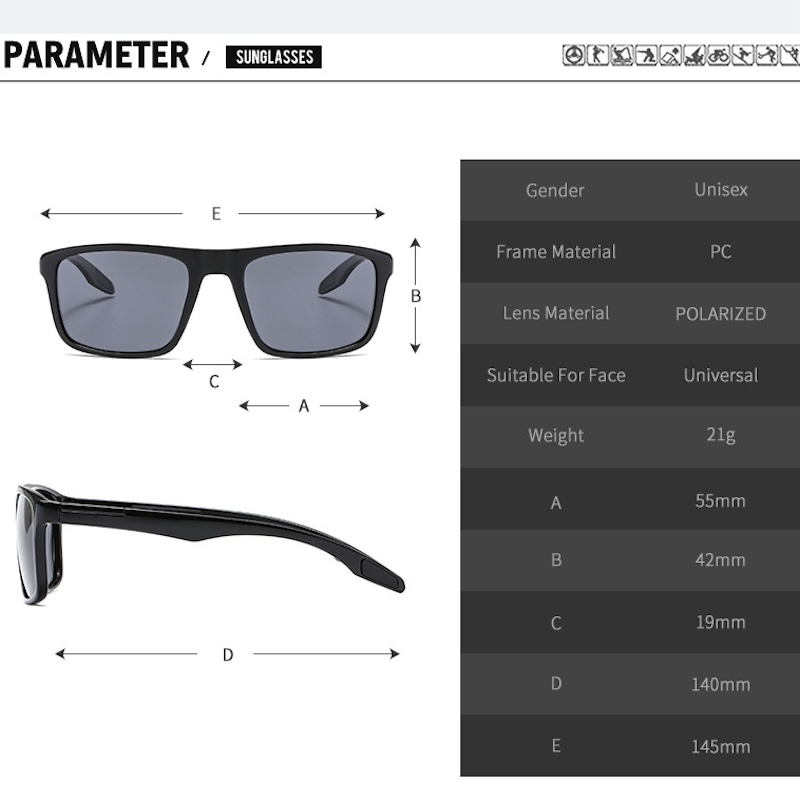 Oversized Square Sunglasses Polarized Men TR Super light Luxury Fashion Women Sports Sun Glasses Driving for Fishing Cycling Riding Cool Outdoor Sport