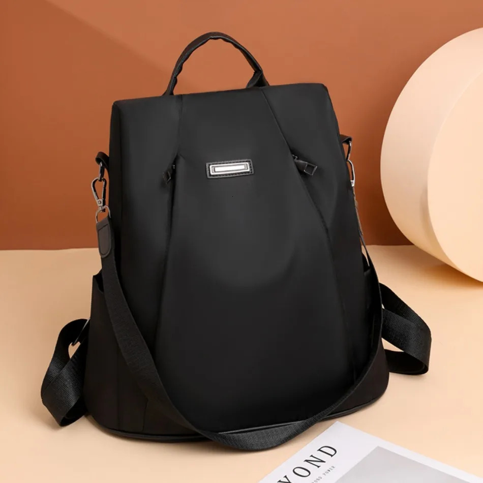 Womens Multifunction Anti Theft Backpack Casual Nylon Solid School Bag for Girls Fashion Detachable Strap Travel Shoulder Bag 241115