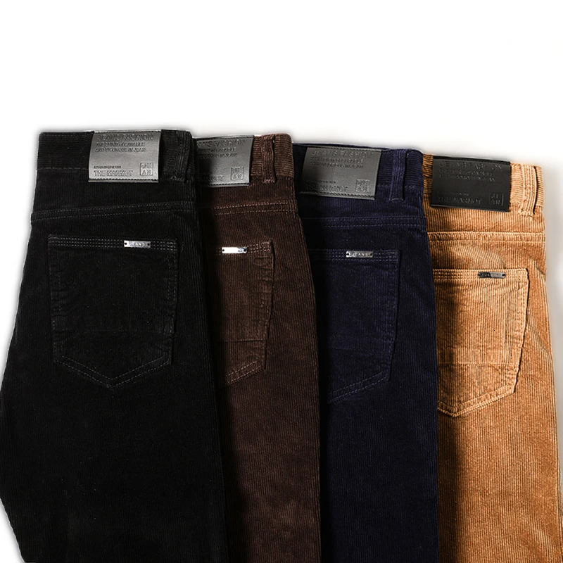 4 colors of winter mens warm casual pants classic style wool thickened Corduroy Business Trouser clothing 241115