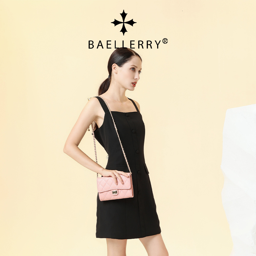Womens handbag new Baellerry Korean version Lingge multi card single shoulder crossbody bag fashionable buckle wallet for women