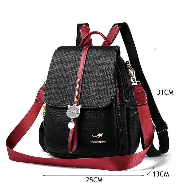 Fashion Backpack for Women Pu Leather Back Pack Ladies Travel Rucksacks Cute Shoulder Bags Large School Bag for Girls 241115