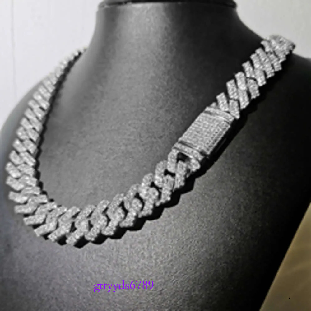 necklace moissanite chain 14k Gold Plated Cz Iced Out Dia Hip Hop Jewelry Necklace Cadena Cubana Men Cuban k Chain
