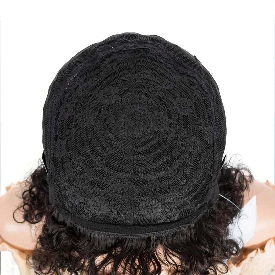 Man made Remy Hair for Women Daily Using Short Finger Wave e Cut Human Hair Wig 4 inches Natural Black 150% Density W241116