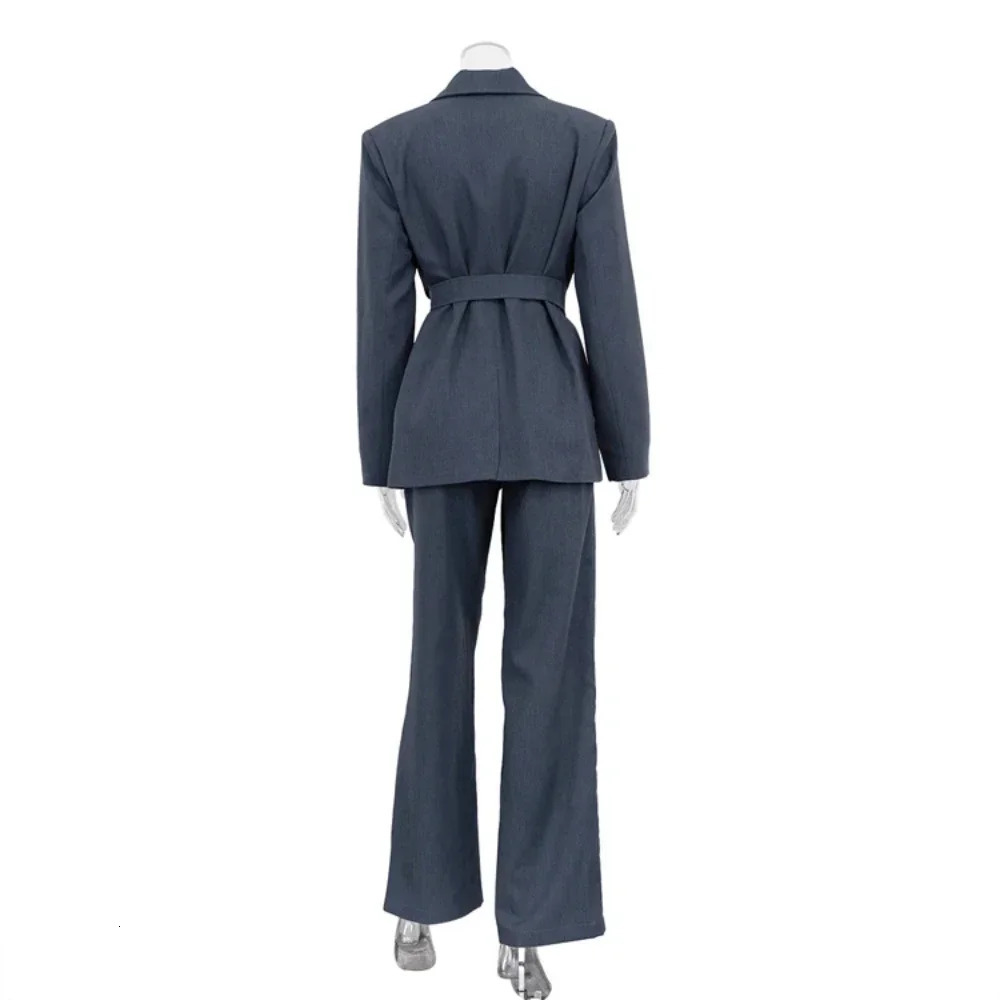 Slow Color Casual Waist Sports Jacket and Pants Set Flip Collar Three Button Womens Two Piece 241115