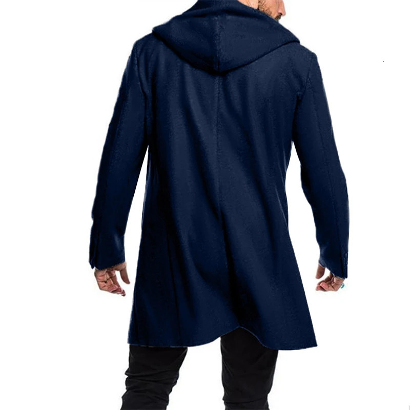 Men s Winter Duffle Coat Loose Fit Classic Wool Blend Long Sleeve Hood Toggle Outwear 241115