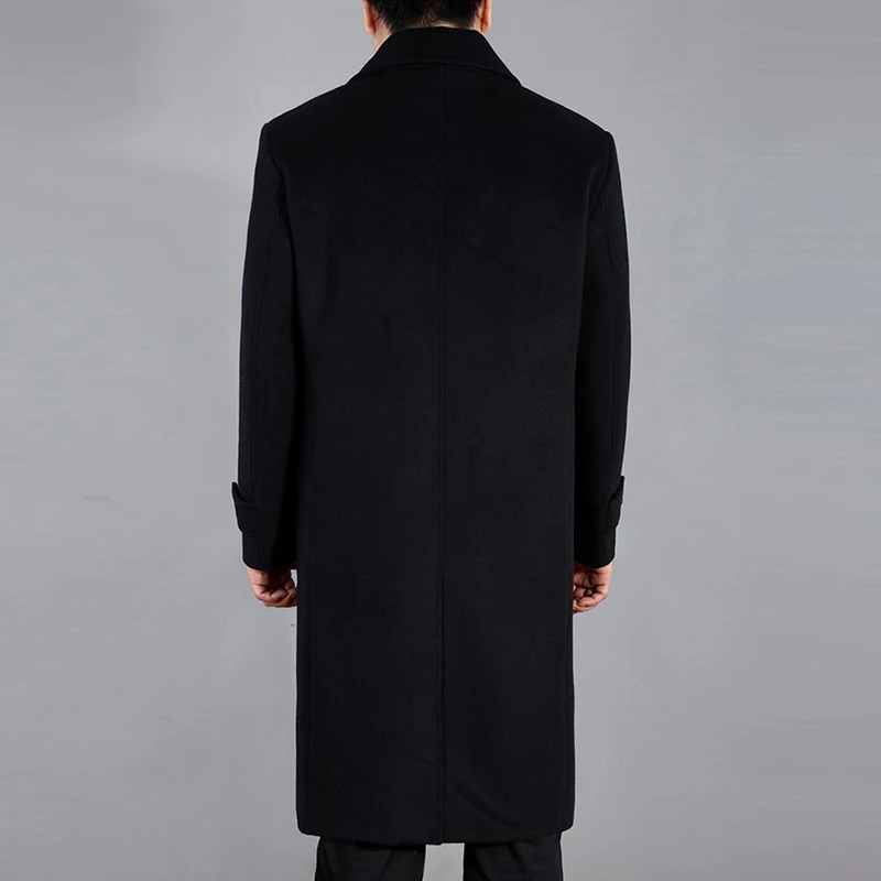 2023 Men Wool Long Coat Autumn Cashmere Pea Overcoat Winter Blend Outerwear Man Coats 241115