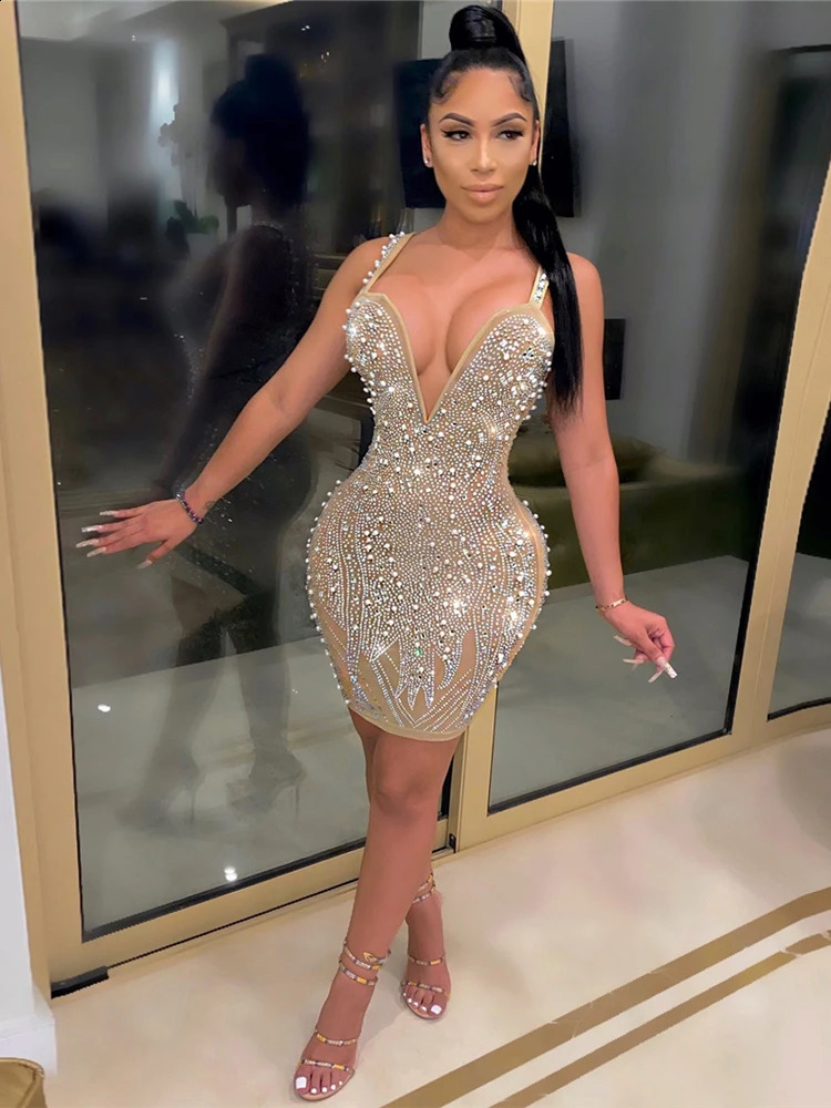 iDress Sexy Pearl Beading Dres Nightclub Party Birthday Appliques s Summer 2024 241116