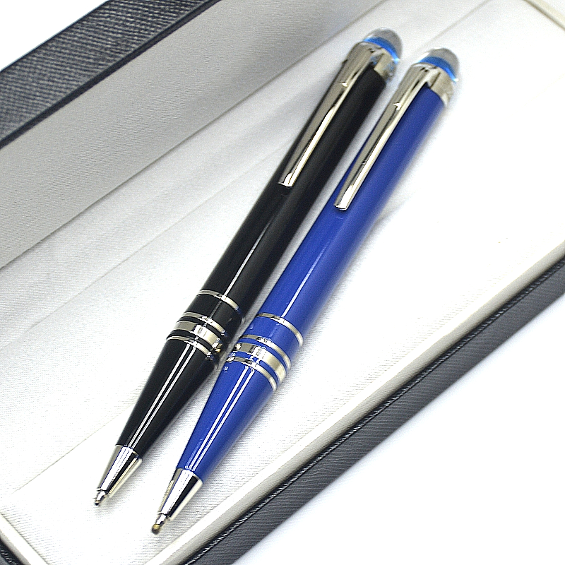 Special Edition Monte Black Resin Blue Crystal Star Rollerball Pen Ballpoint Pen Office School Writing Fountain Pens With Serial Number