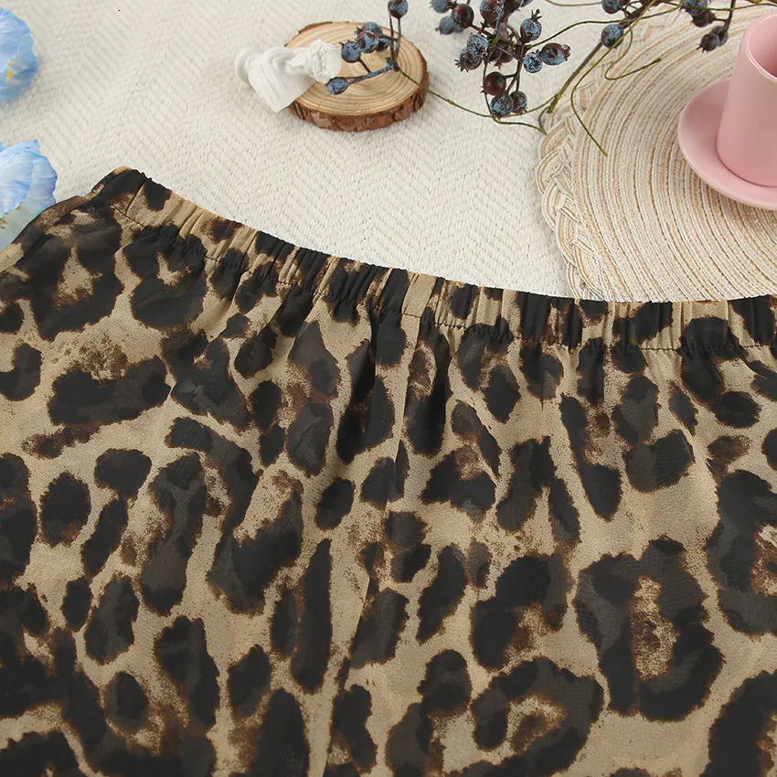 Leopard Print pajama set single chest long sleeved summer womens pajamas 2 pieces with shorts suitable for women 241115