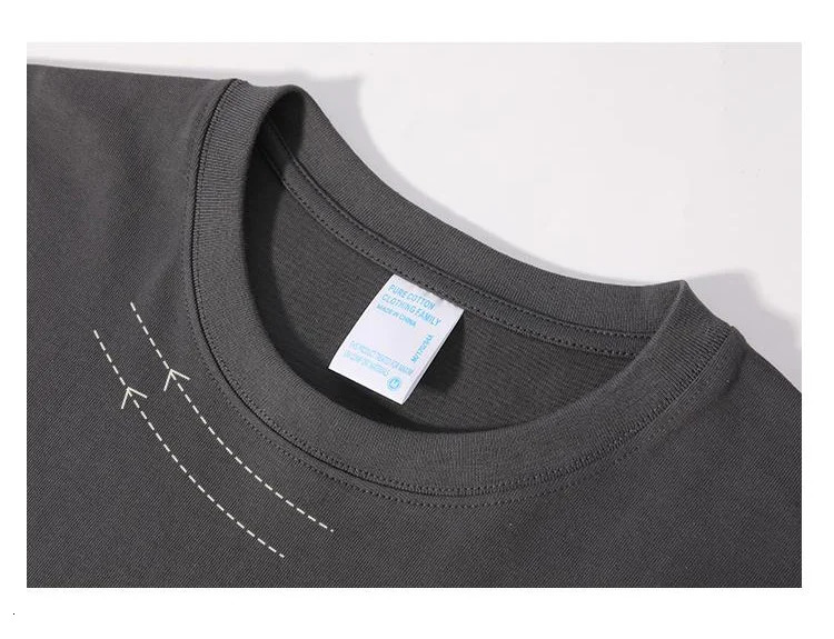 300GSM Heavyweight Autumn Long Sleeves T Shirt for Men 100%Cotton Plain Shirt O-Neck White Tops Oversized Mens Clothing 240409