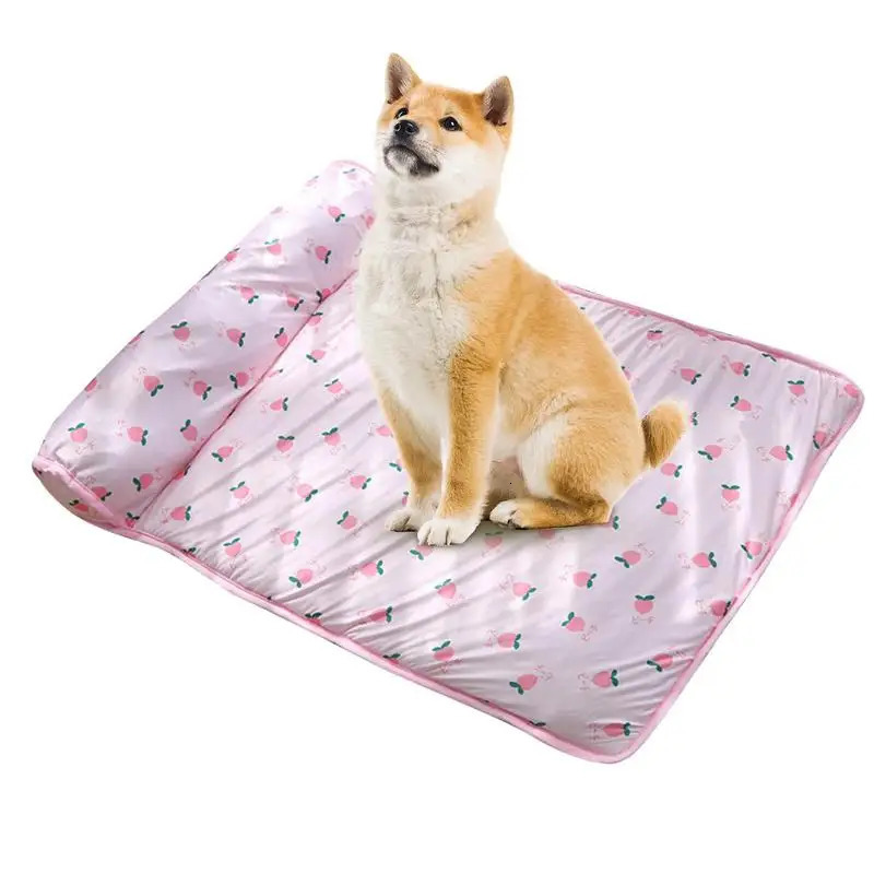 Coog Pad for Dog Icy Cool Sleeping Mattress with Pillow Pet Blanket Mat Self hine Washable 240416