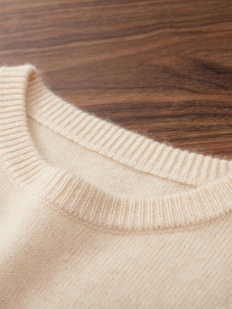 Autumn and Winter 100% Cashmere Sweater Mens Round Neck Pullover Solid Color Knitted Young Thick Warm Bottom Shirt 241115
