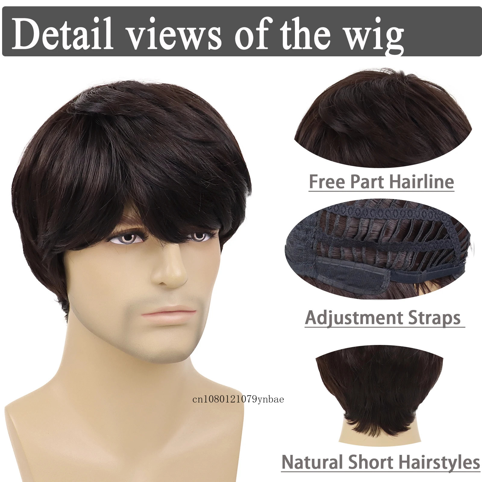 Fashion Brown Wig Synthetic Hair Short Straight Wigs with Bangs for Men Guy Heat Resistant Daily Party Costume Cosplay Halloween 241115
