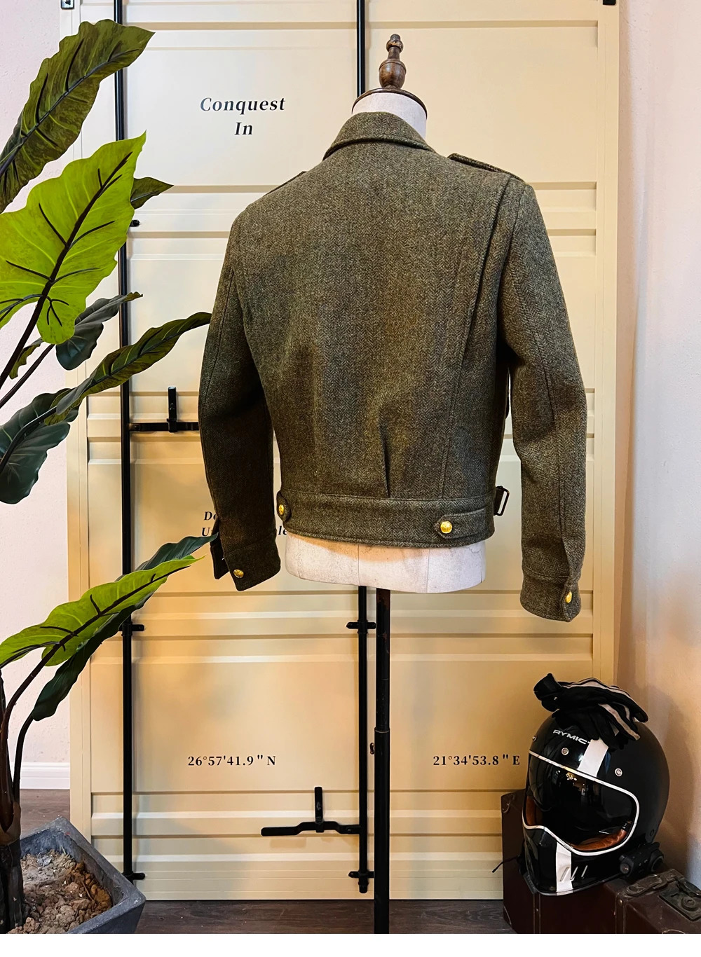 Customized S-042 625g heavy-duty all wool coarse woolen Eisenhower jacket with 100% wool jacket and two tone buttons available 241115