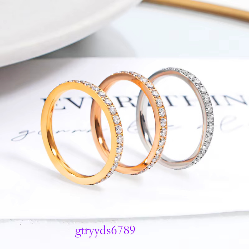 Titanium Stackable Eternity Cubic Zirconia Custom Couple Wholesale Free Collocation Jewelry Women Stainless Rings