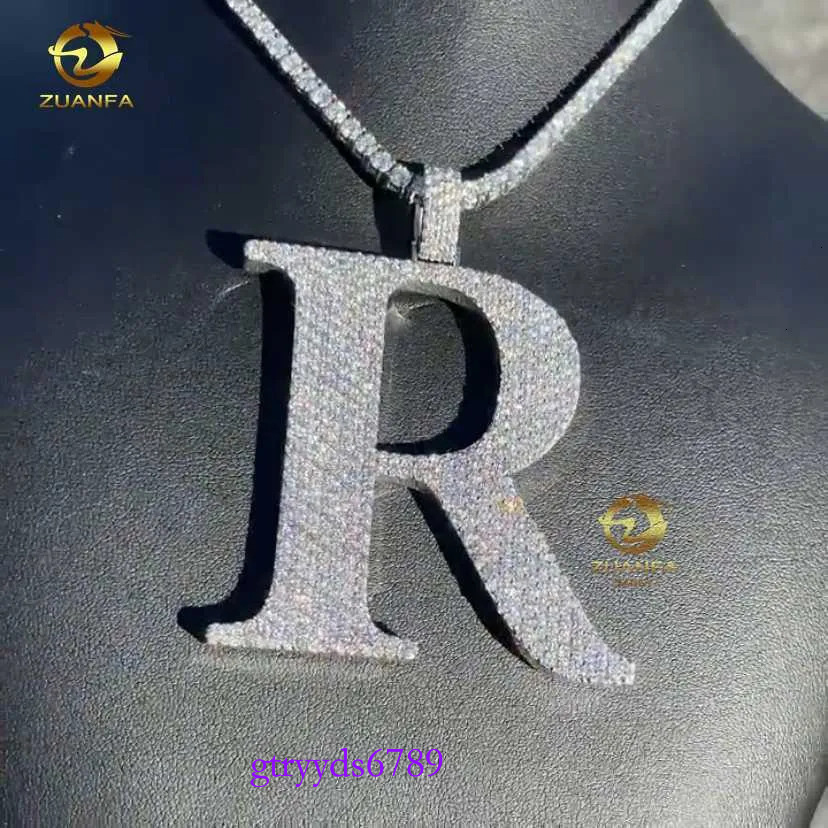Custom Iced Out Dia Sier Vvs Moissanite Letter Necklace Pendant Hip Hop Jewelry