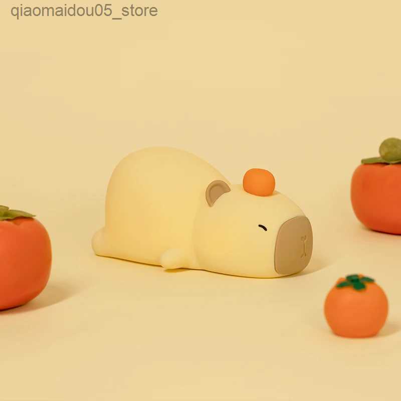 Lamps Shades Cute cartoon silicone LED Capybara night light USB charging dimming sleep night light used for decorating childrens rooms as birthday gif