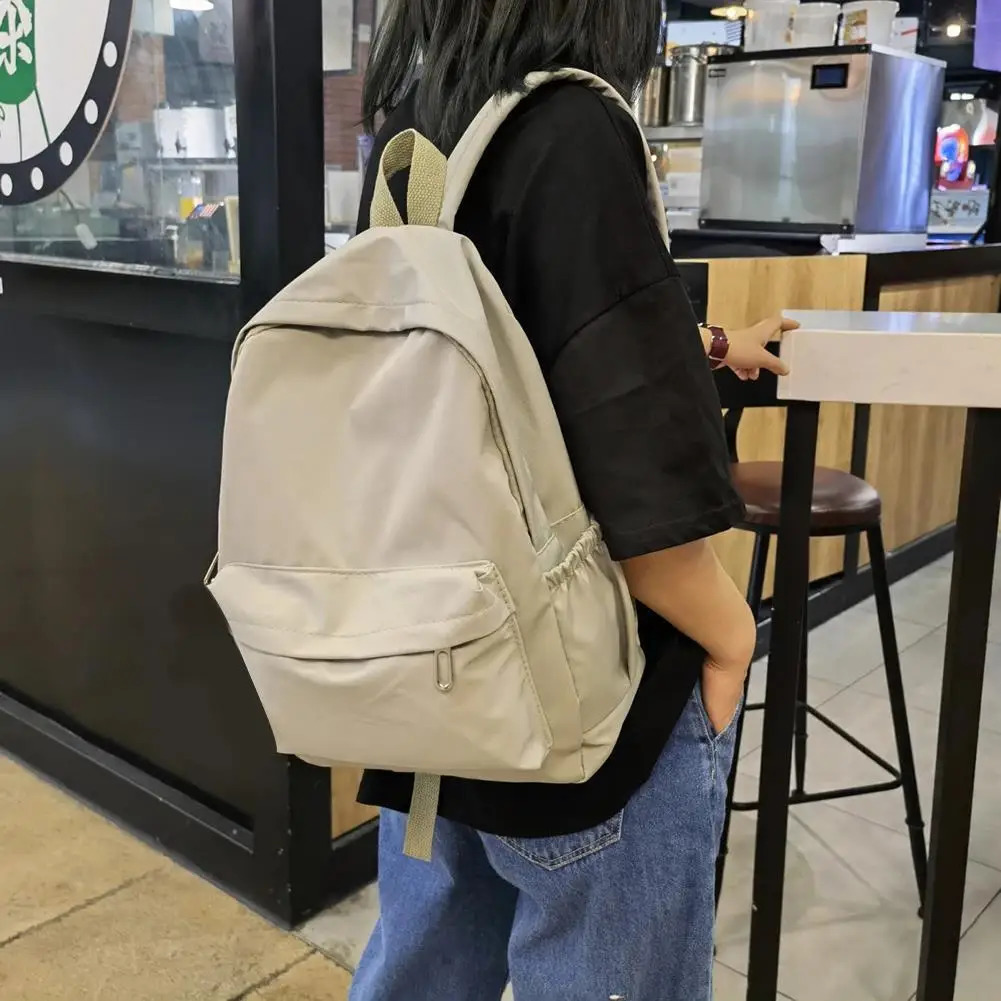 Preppy Solid Color Shoulder Bag Nylon School Knapsack Korean Teenager White School Bag Sports Travel Backpack for Women 241115