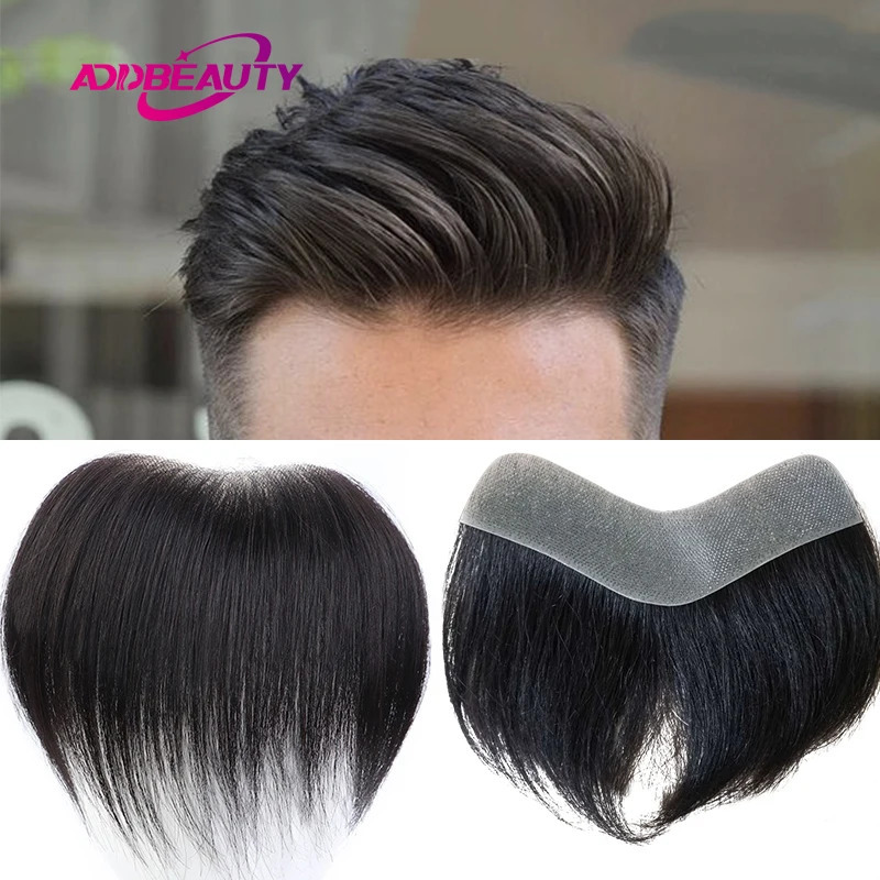 Men Toupee 100% Human Hair Piece V Loop Front Toupee for Men Thin Skin PU Men Wigs 6inch Remy Hair Replacement Natural Color 241115