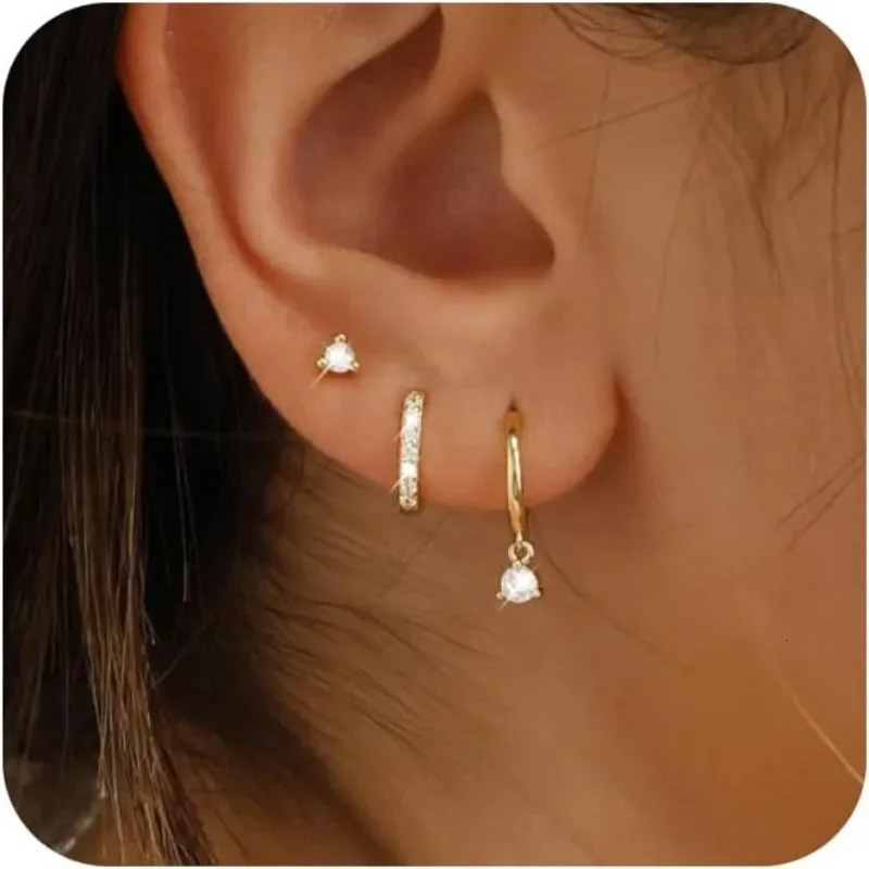 Dainty 14k Gold Silver Plated Lightweight Cartilage Hoop Earrings Set Jewelry for Women Elegant Jewelry Gift 241116