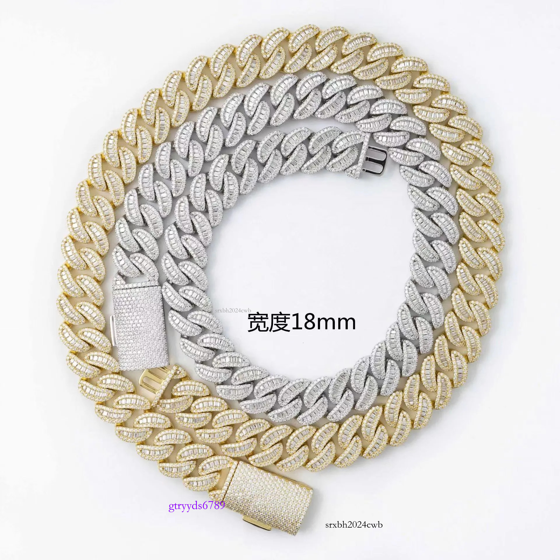 pendant necklaces Pass dia tester 15mm 3row Stone iced out Vvs1 moissanite cuban chain necklace Men
