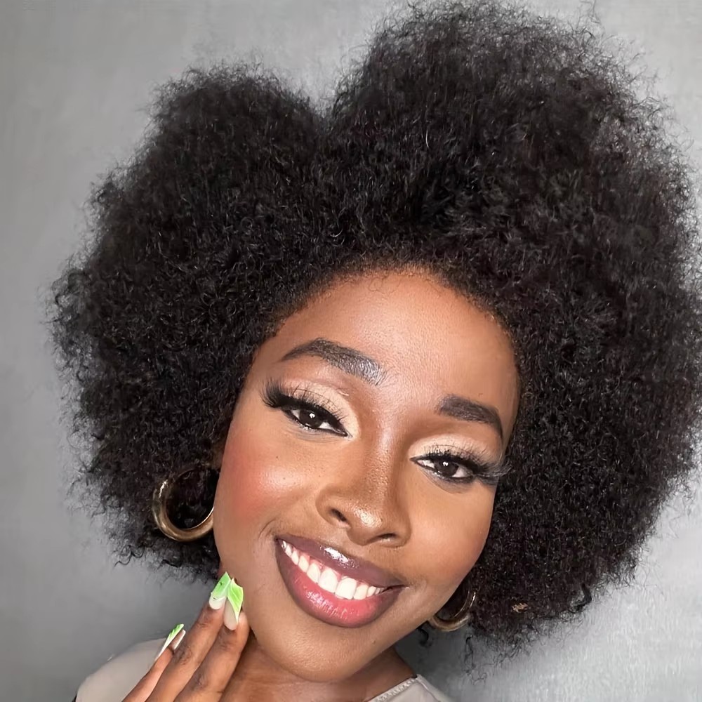 4c Afro Kinky Curly Lace Front Wig Natural Color Afro Bob Human Hair Natural Hairline 13X4X2 150% Density Short Human Hair Wigs 14inch Top selling