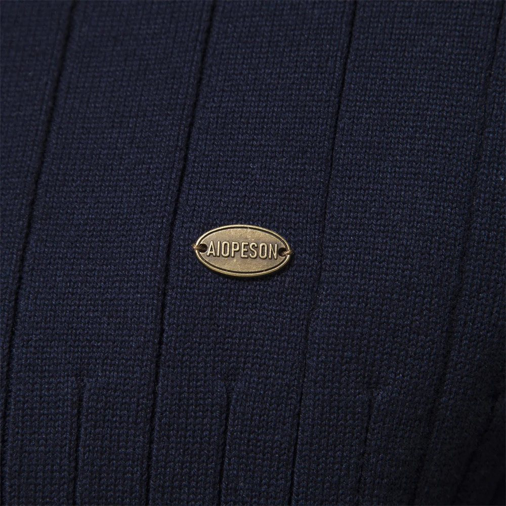 Autumn Zipper Drawn Mens Sweater High Quality Warm Winter Stand up Collar Cotton Knitted 241115