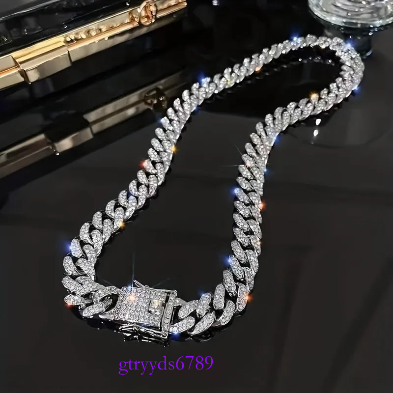 Miami Cuban k Necklace Designer For Men 2 Row Bg Moissanite Dia 13MM Wide Choker Chain Out Necklaces Gold Plate Rock Hip Hop Jewelry
