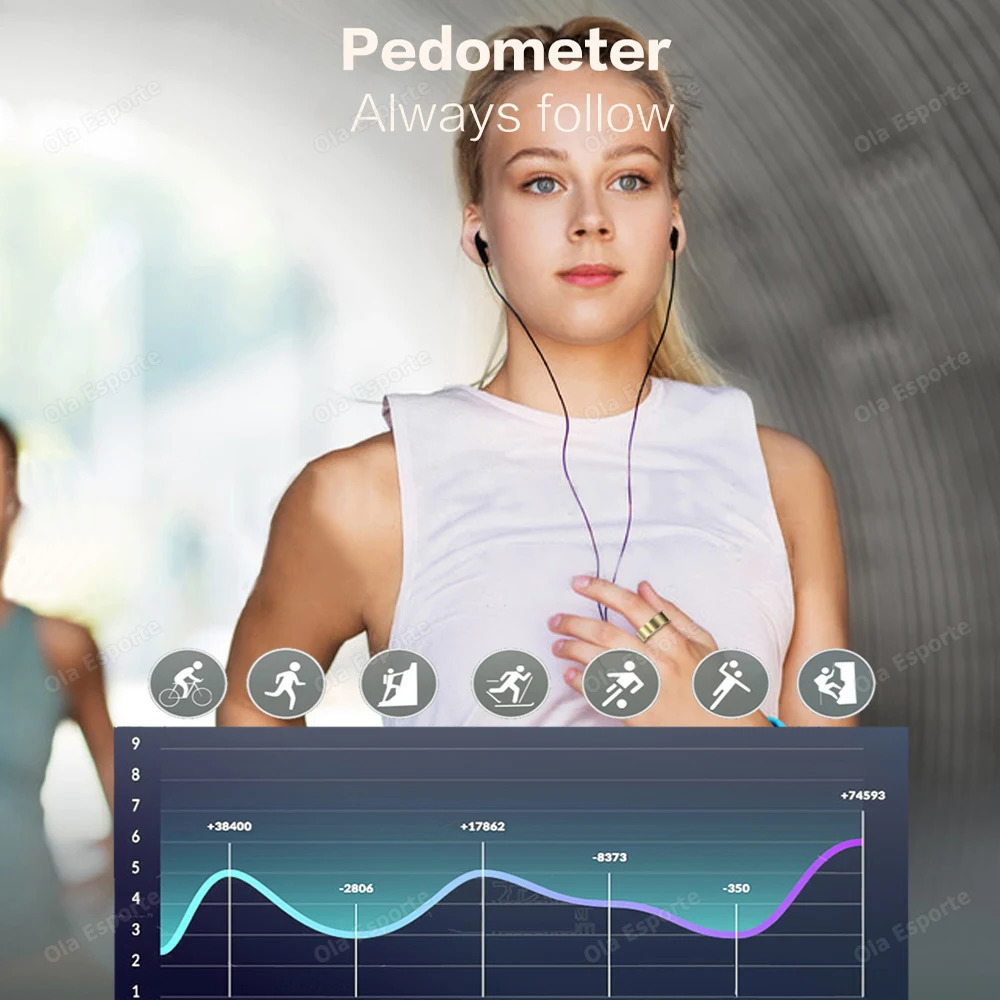 2024 Smart Ring Health Monitor For Men Women Thermometer Blood Pressure Heart Rate Sleep Monitor IP68 Waterproof for Android 240412