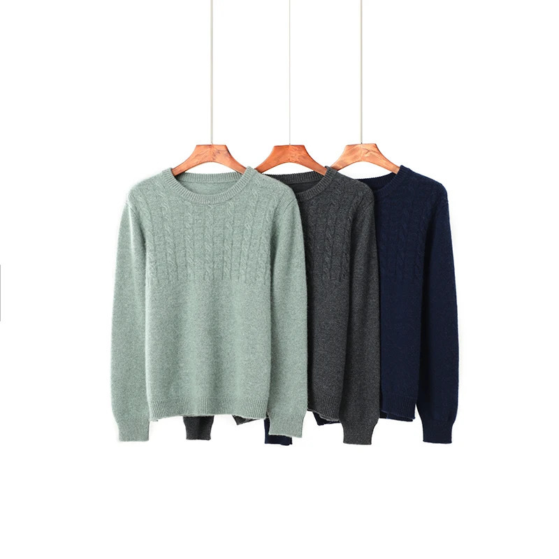 100% cashmere mens round neck cardigan autumn and winter thick sweater with business leisure facilities 241115