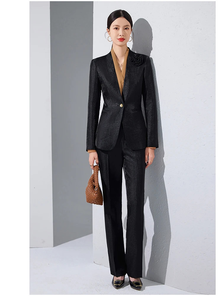 Autumn Elegant y Jacket Set Womens 2piece Business Formal Office Clothes Work Plus Trouser