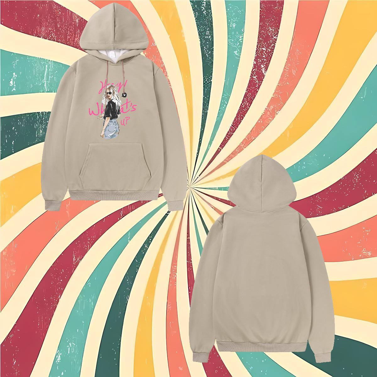 2024 Autumn and Winter Womens Hoodie Drawstring Long Sleeve Lady Lady Clothes Hoodie Custom Anime Wear Thick Plush Street Wear