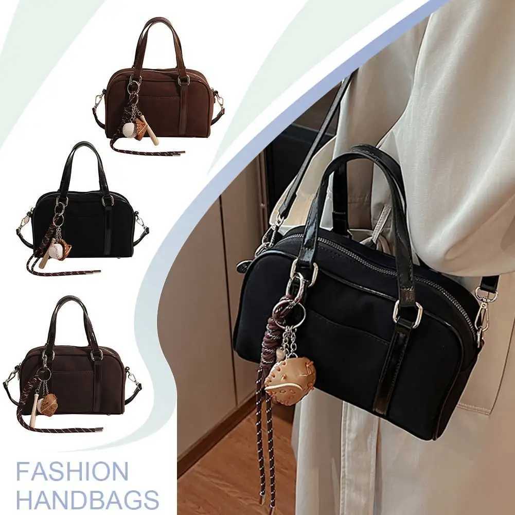 Women Suede Boston Bag Adjustable Strap Shoulder Bag With Interior Pocket Crossbody Purse Zipper Clutch Purse for Work Travel Y250607