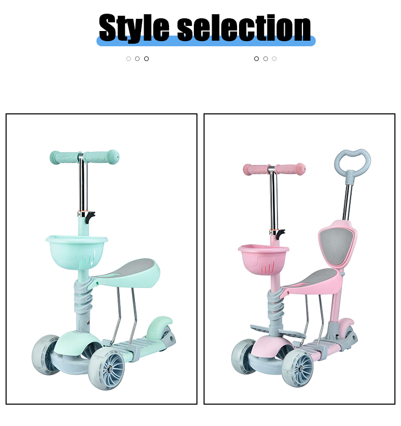 Children's scooter 2-3-6 years old baby scooter can sit flash three-wheeled swing skateboard trolley