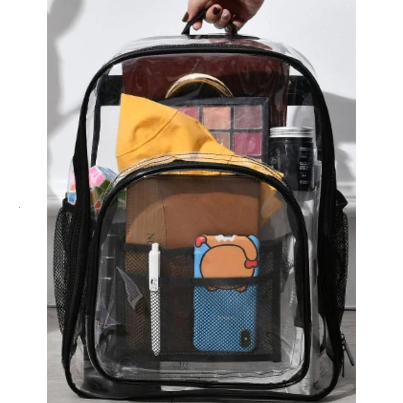 Transparent Shoulder Bag Unisex Fashion Simple Large Capacity Portable Backpacks Multifunctional Waterproof Male Female Knapsack 241115