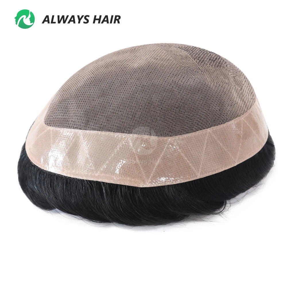 Alwayshair - Fine Mono Toupee 5 Inches Indian Hair Men Capillary Prosthesis 120% 130% Density Durable Wig Man DMC 241115