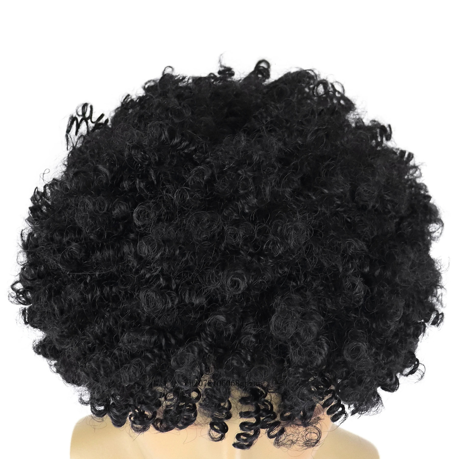 Natural Black Bouncy Curly Hair Synthetic Wigs for Men Short Kinky Curly Wig with Bangs Afro Wigs Man Cosplay Halloween Party 241115