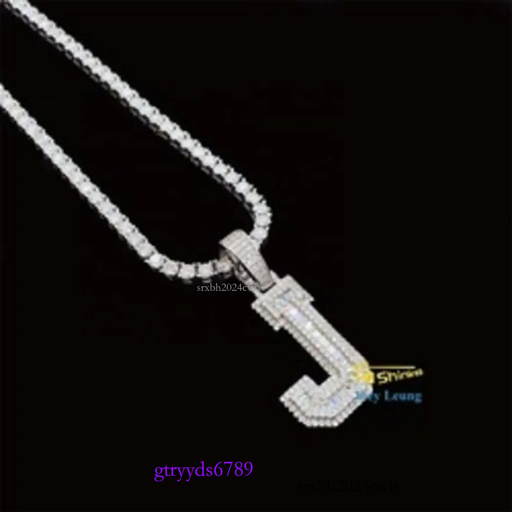 Gra Certificate Sterg Sier Hip Hop Jewelry Mossinate Iced Out Tennis Necklace Initial Letter Custom Moissanite Pendant