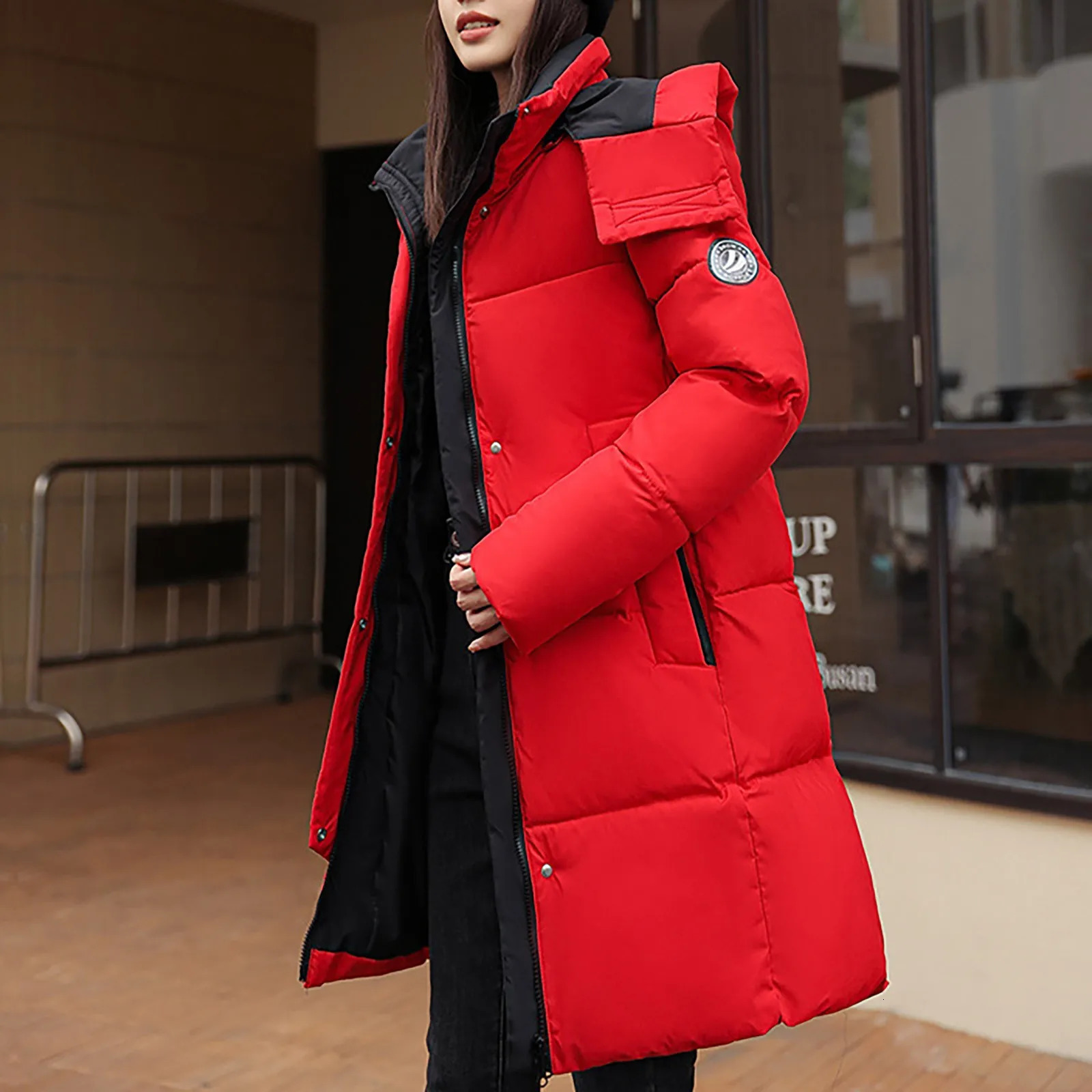 Womens Hooded Long Puffer Coat Winter Longer Thickened Down Warm Trench Hoodies Overcoat for Women Parka Coats Outdoor Top 241115