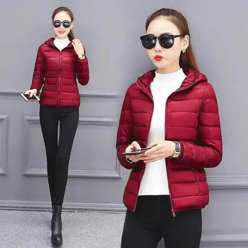 Autumn Winter Parkas Down Coat Womens Short StandUP Collar Hooded Warm Cotton Padded Jacket Large Size Outcoat Female Tops 241115