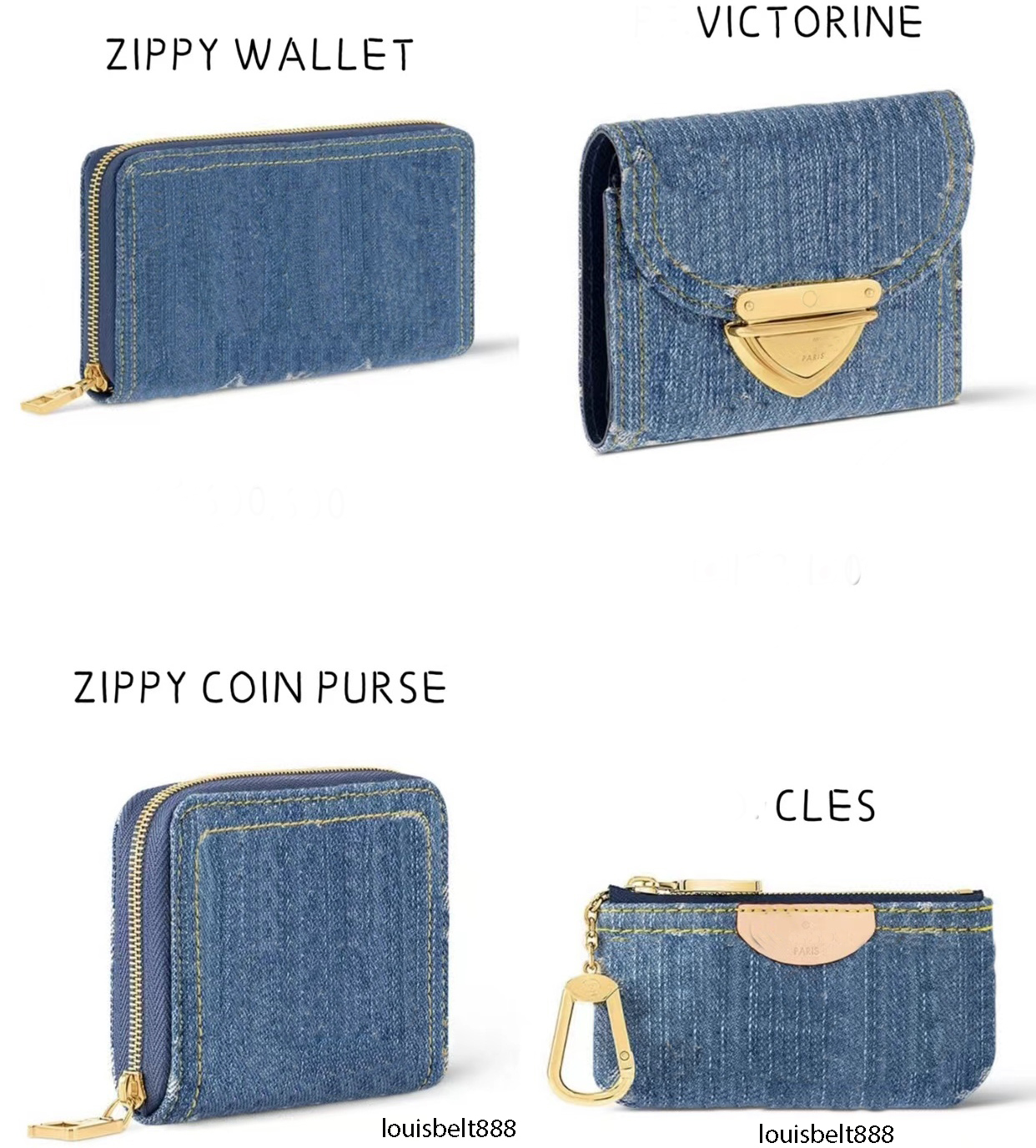 Designer Wallet NEW Blue Denim Clamshell Wallet Series Victorine Wallet Classic Interior Card Slot Ladies Pass Pocket Travel Wallet Coin Wallet leather card holder