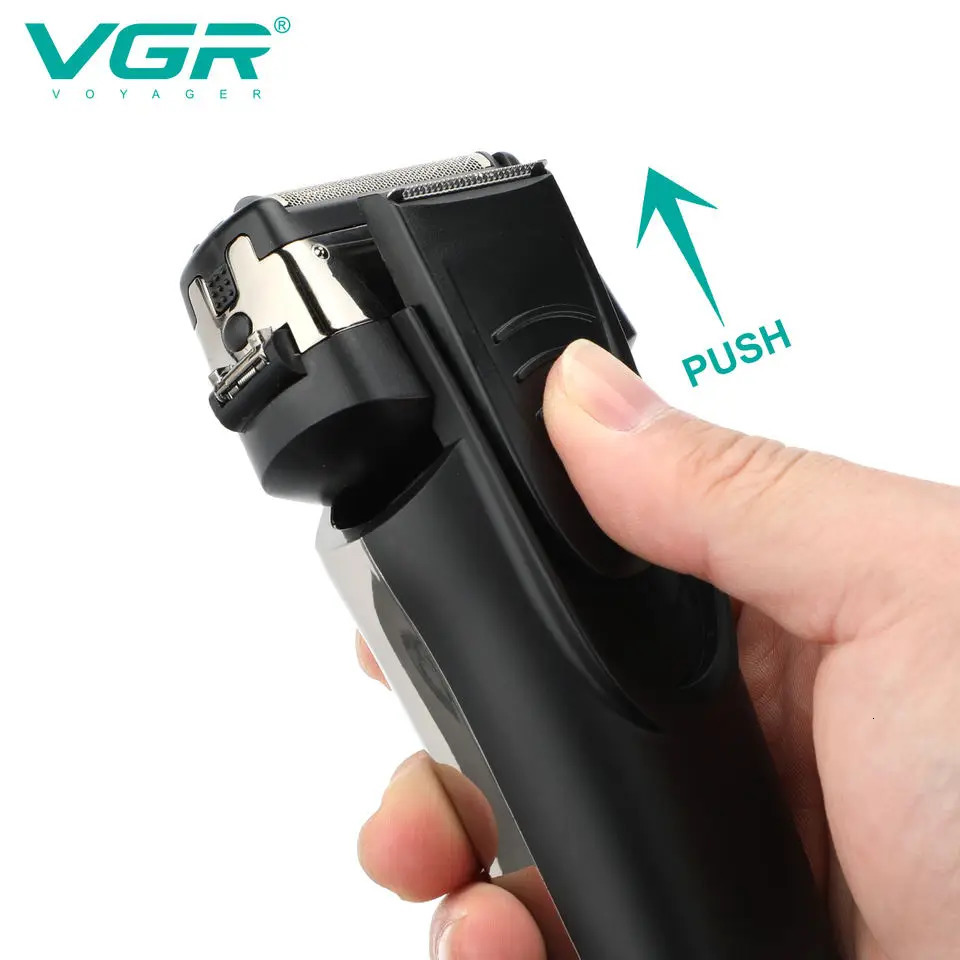 VGR 3D Mens Washable Wet Dry Electric Shaver Rechargeable Face Electric Razor bald Washable Beard Shaving Machine LCD Display 241115
