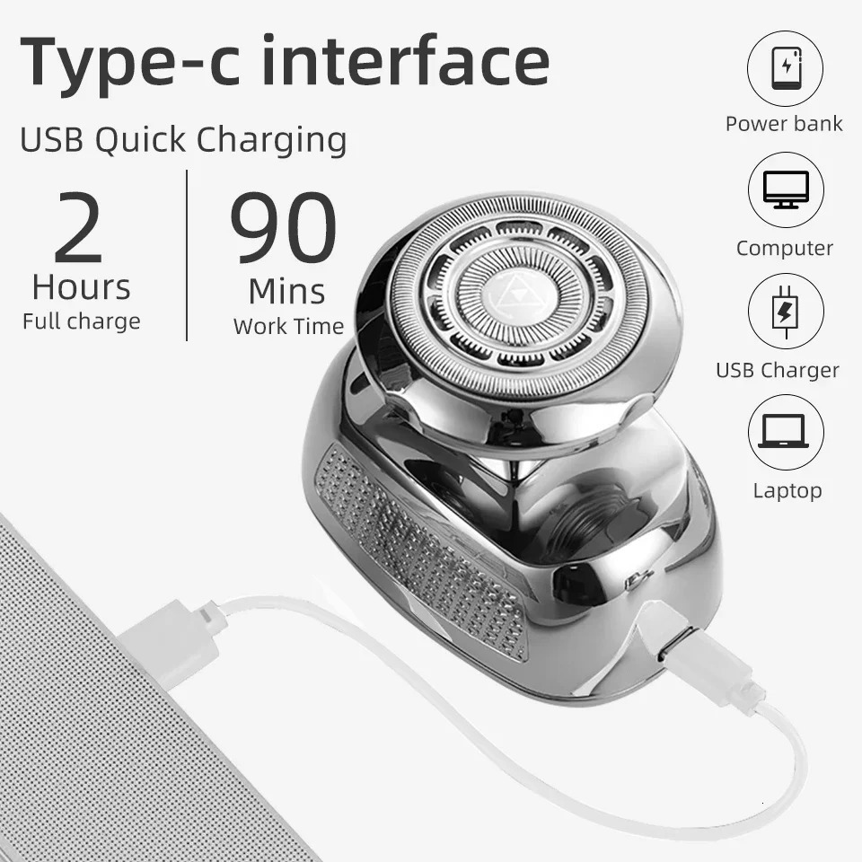 5 In 1 Mens Electric Shaver Beard Nose Bald Head Hair Trimmer Razor Clipper Facial Shaving Machine For Men Type-c Charging 241115